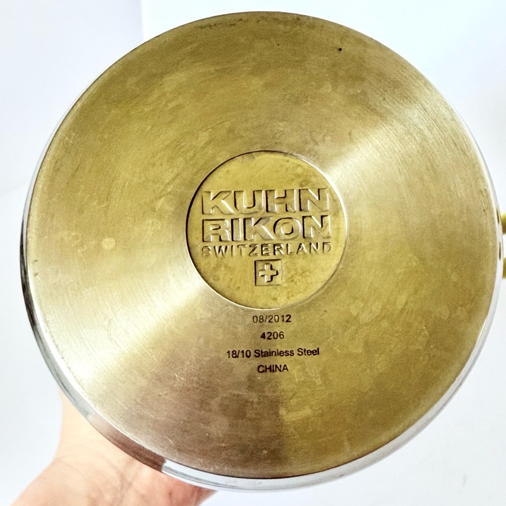 Kuhn Rikon Switzerland 4th-Burner Pot 11-Cup Lid & Steamer Basket Yellow Handles - Picture 10 of 16